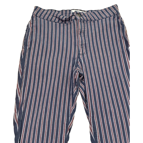 Free People Navy Blue Red White Striped Stretch Skinny Straight Jeggings Size 27 - Picture 2 of 8
